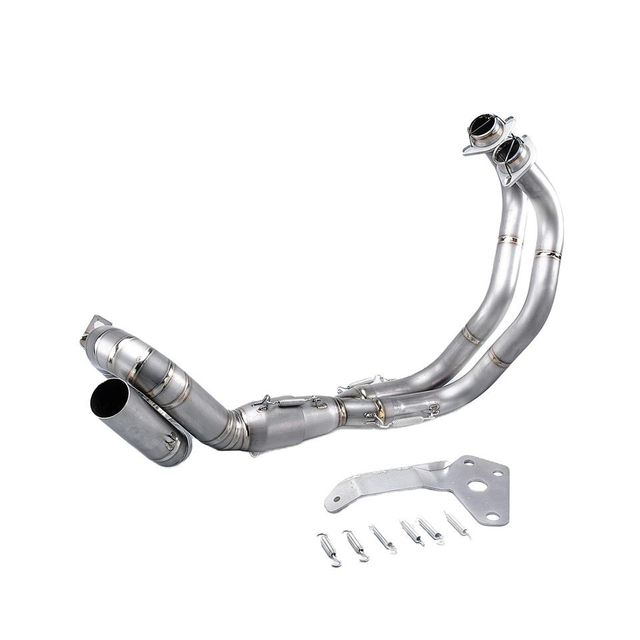 2014-2024 Yama MT07 Pipa Knalpot Paduan Titanium Slip-On Kondisi Baru Kemasan Kotak Tautan Depan Putar Baja Tahan Karat